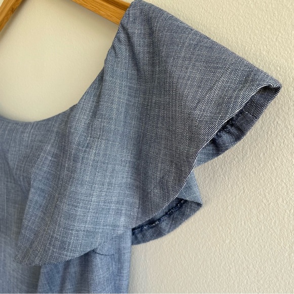 Banana Republic Chambray Off The Shoulder Knee Length Dress Size 4 - Picture 3 of 11